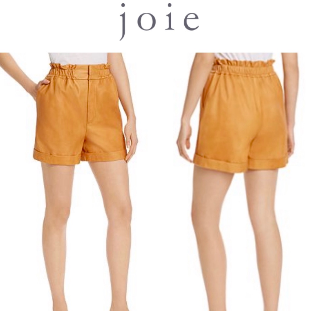 Joie Alexica High Waisted Leather Shorts Copper